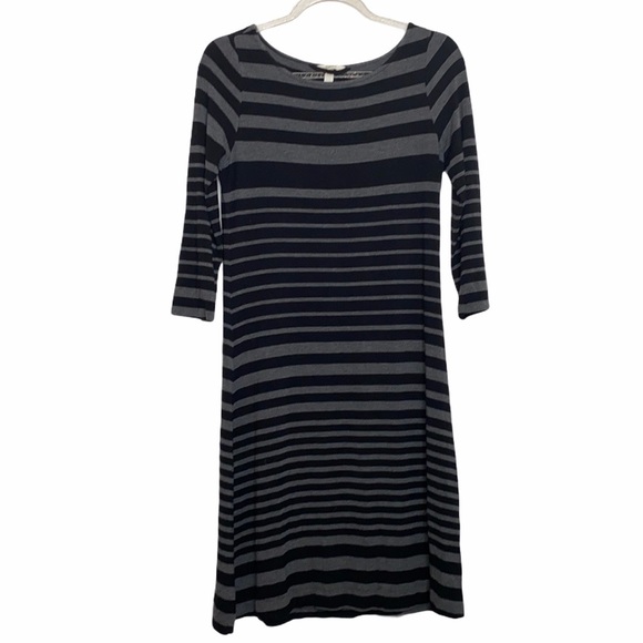 Soma Gray/Black Striped Dress 3/4 Sleeve Small - Picture 1 of 5